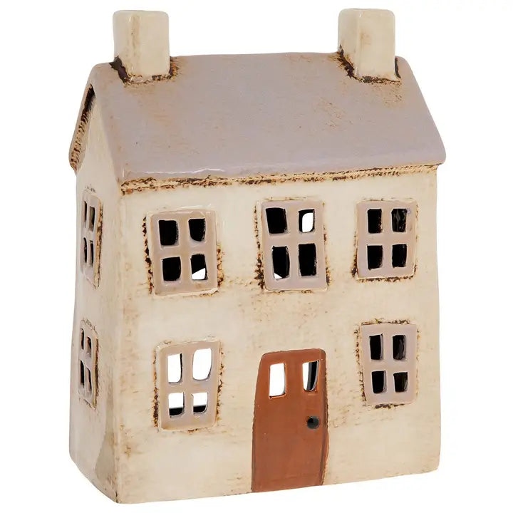 Village Pottery Light Grey House Tealight Holder
