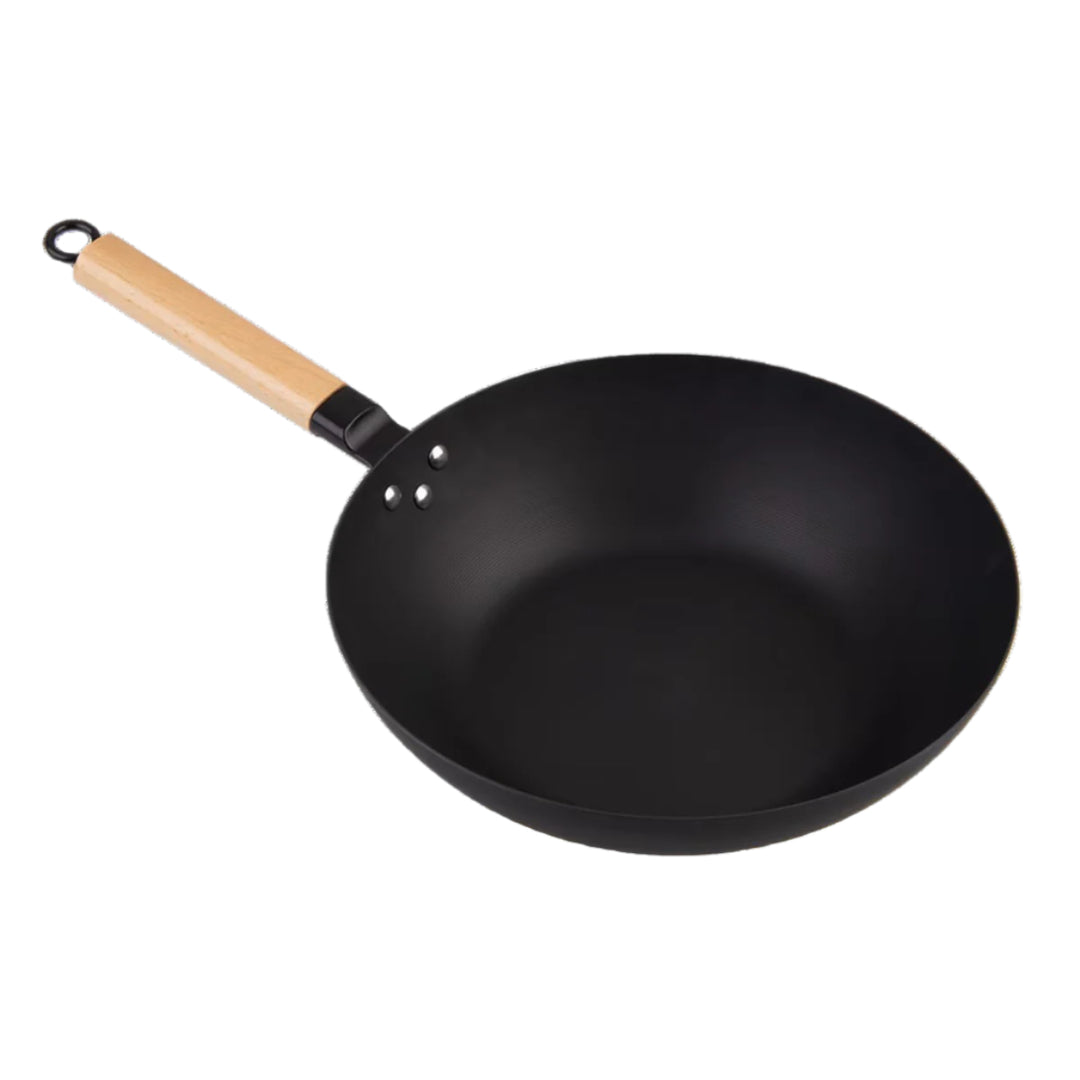 Black Carbon Steel Wok 30cm