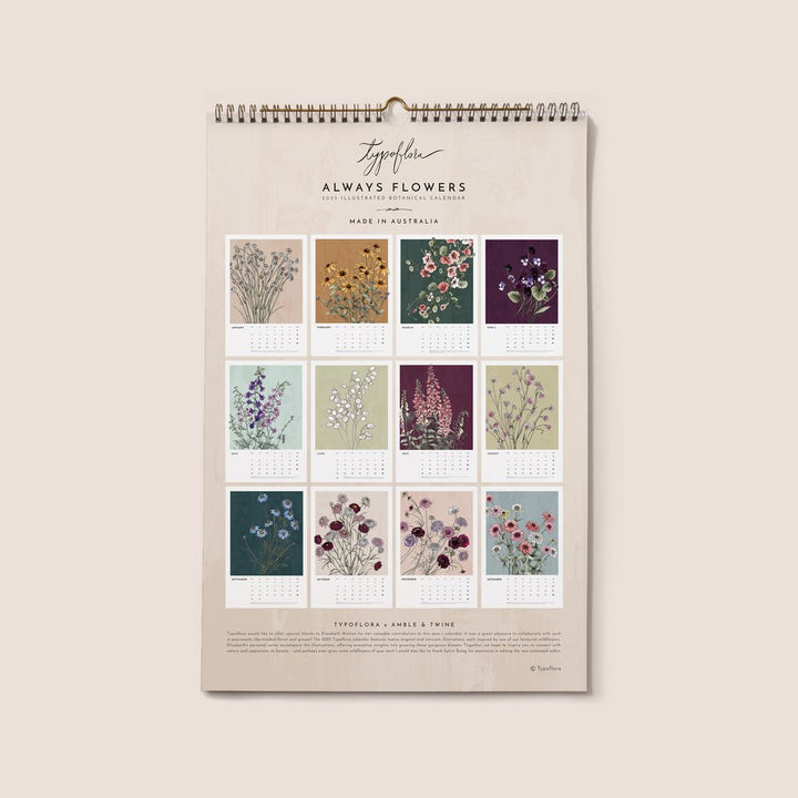 Typoflora 2025 Wall Calendar