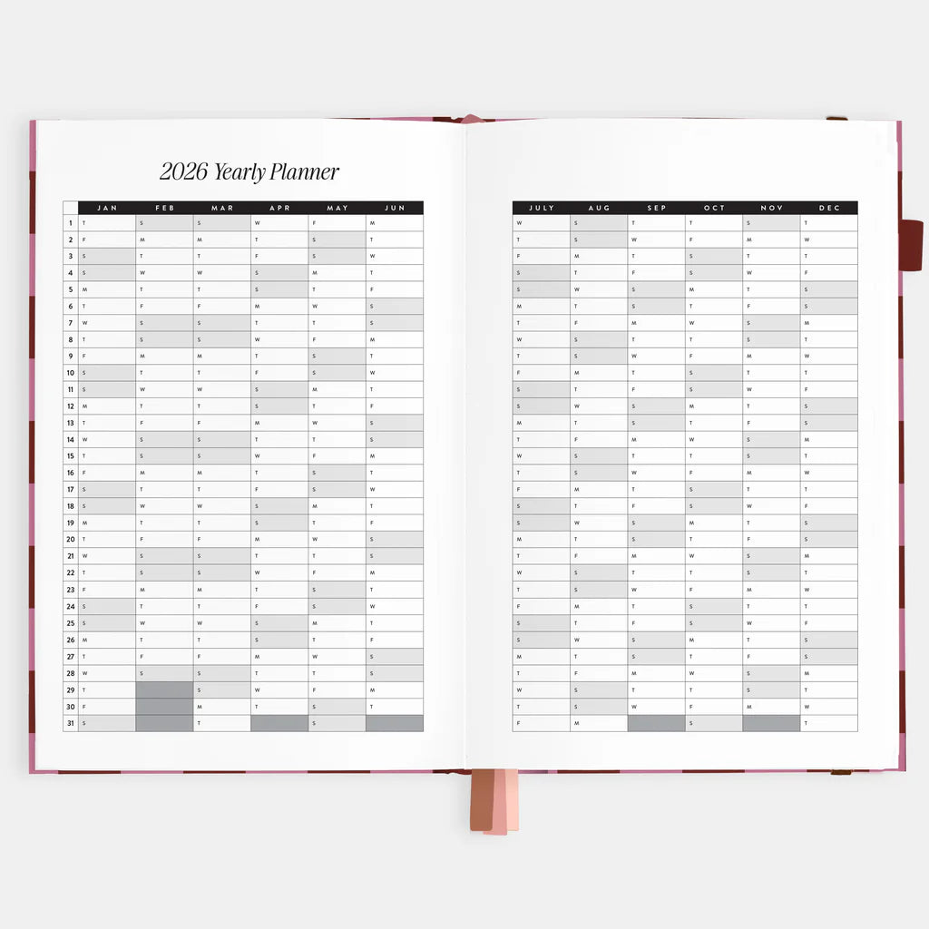 2026 yearly planner with a white background