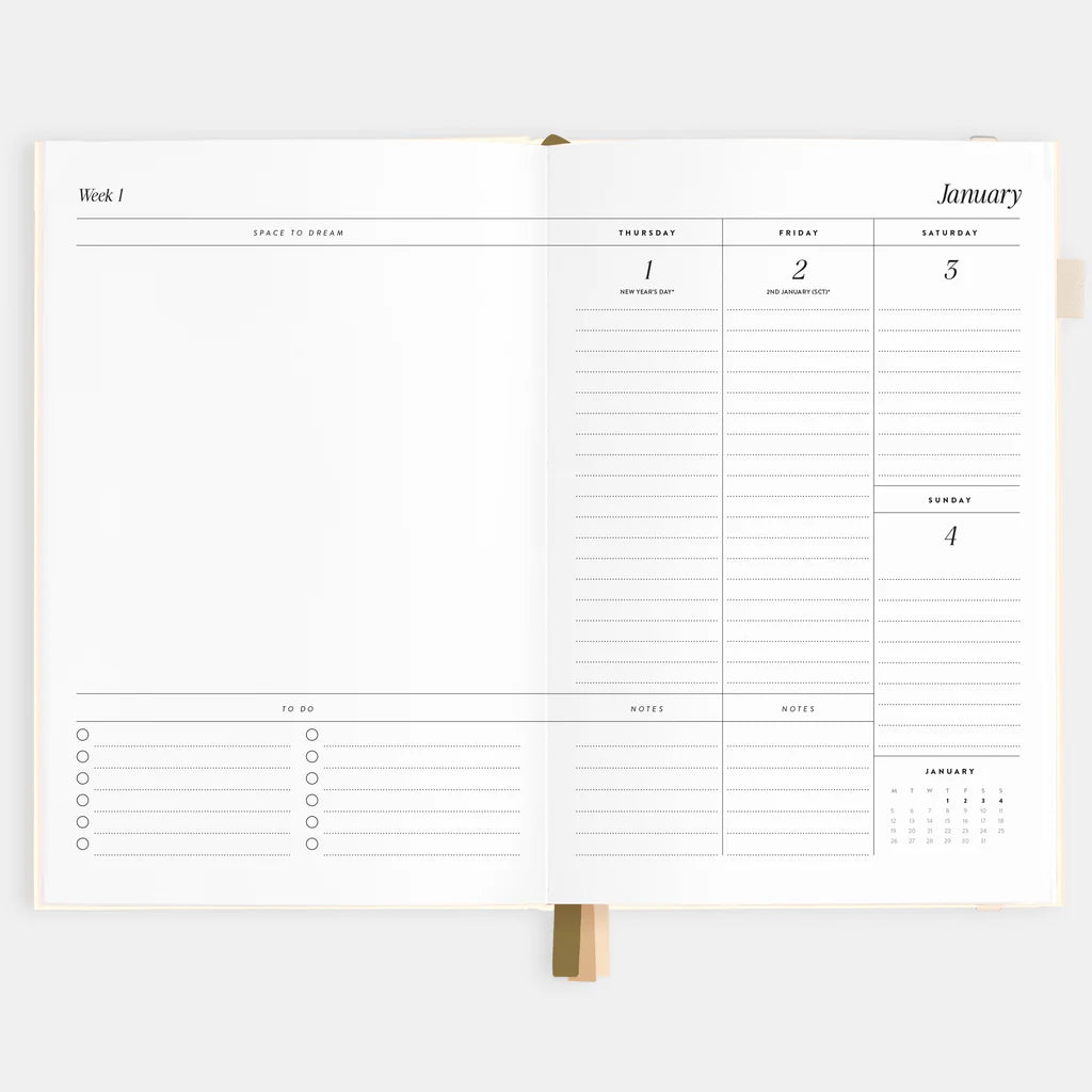Calendar planner with a white background