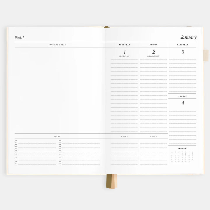 Calendar planner with a white background