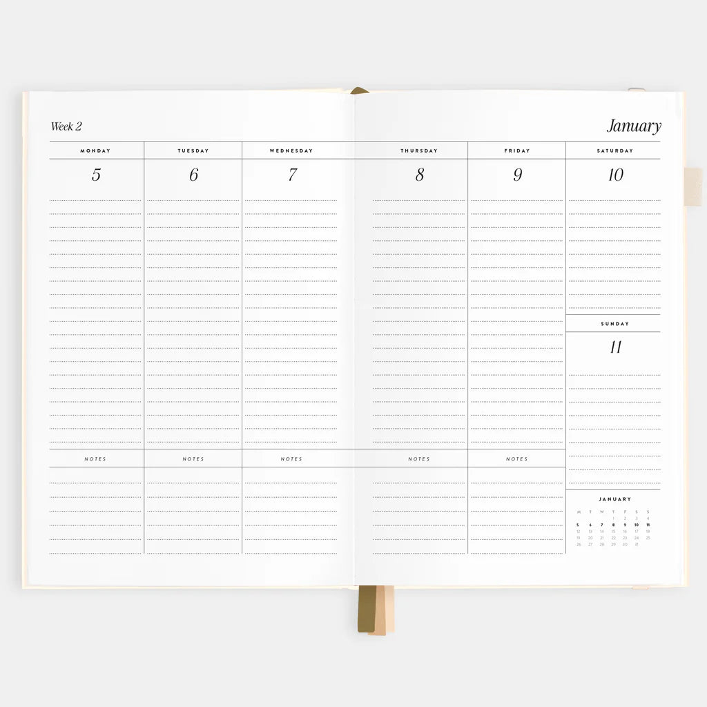 Calendar with a minimalist design on a white background
