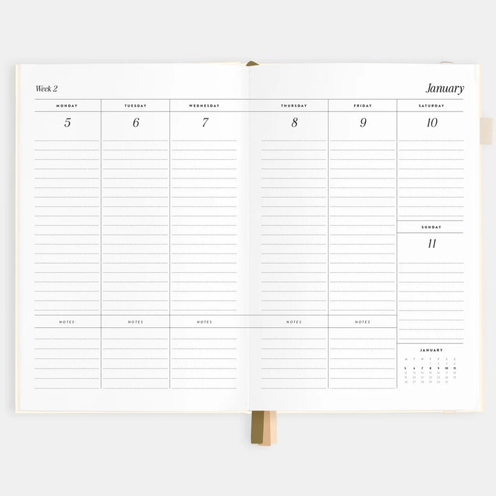 Calendar with a minimalist design on a white background