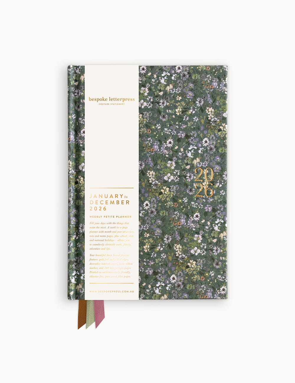 Floral planner with a white section for text on a white background