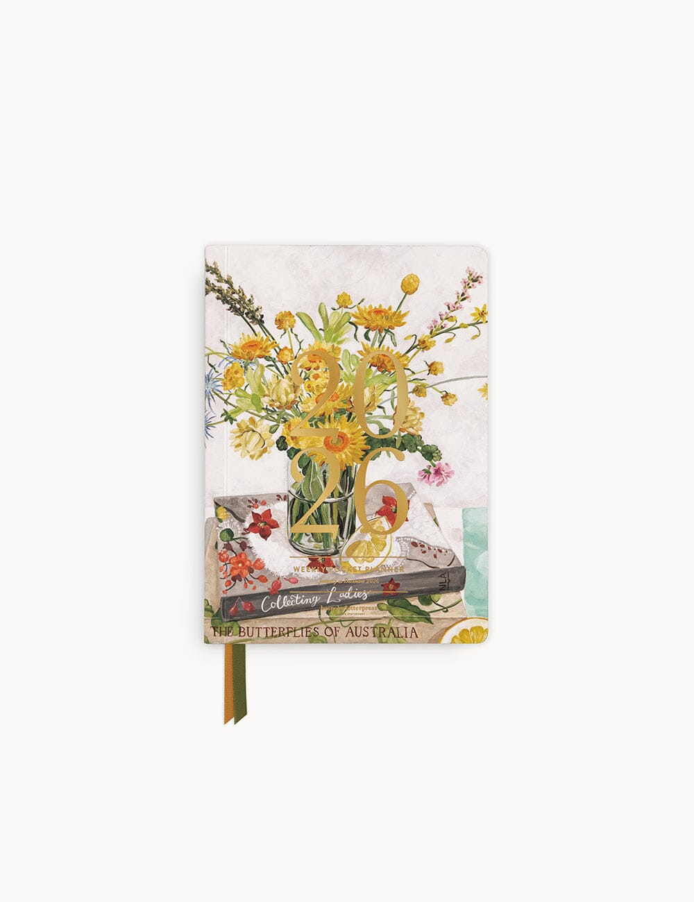 Planner with floral design on the cover against a white background