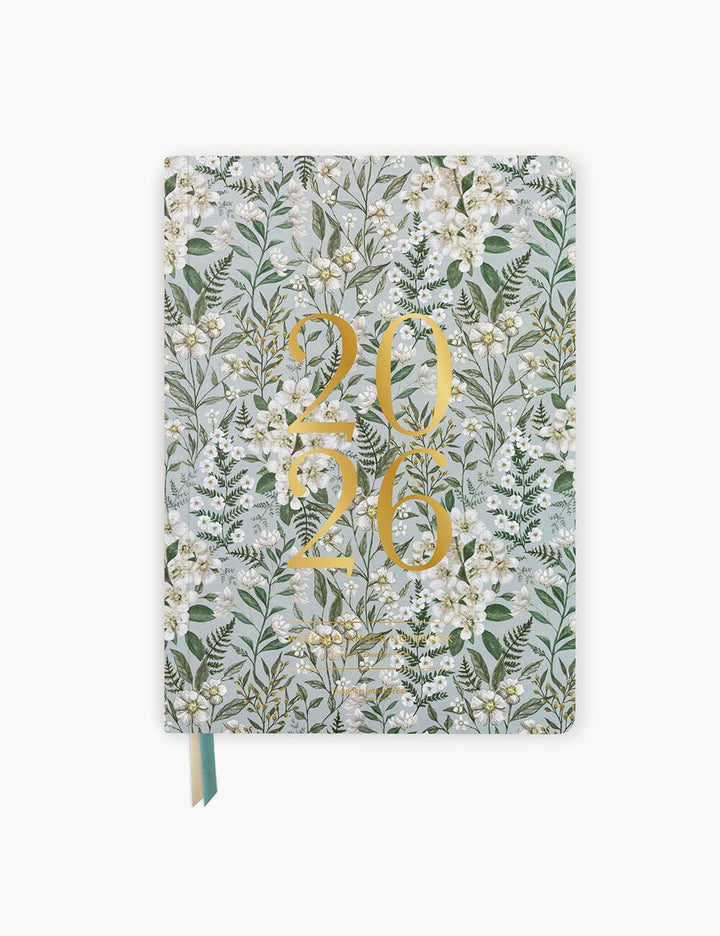 Floral notebook with '2026' on a white background