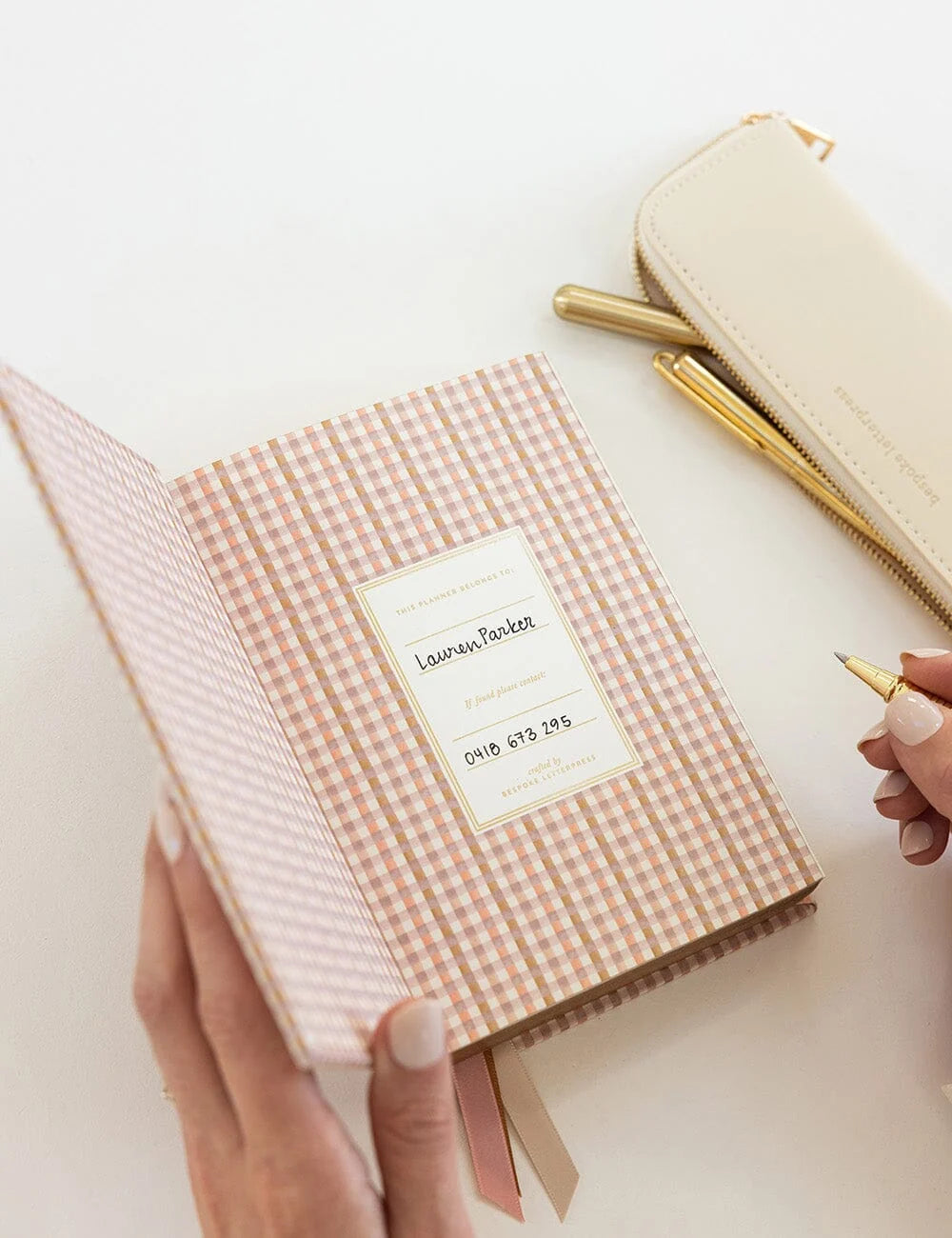 Bespoke Primrose Gingham 2027 Day to Page Small Planner