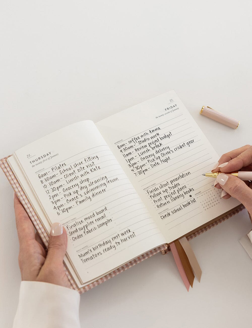 Bespoke Primrose Gingham 2027 Day to Page Small Planner