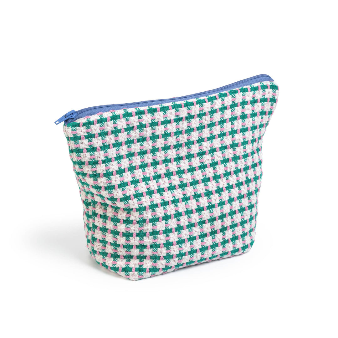 Recycled Cotton Wash Bag: Green &amp; Pink