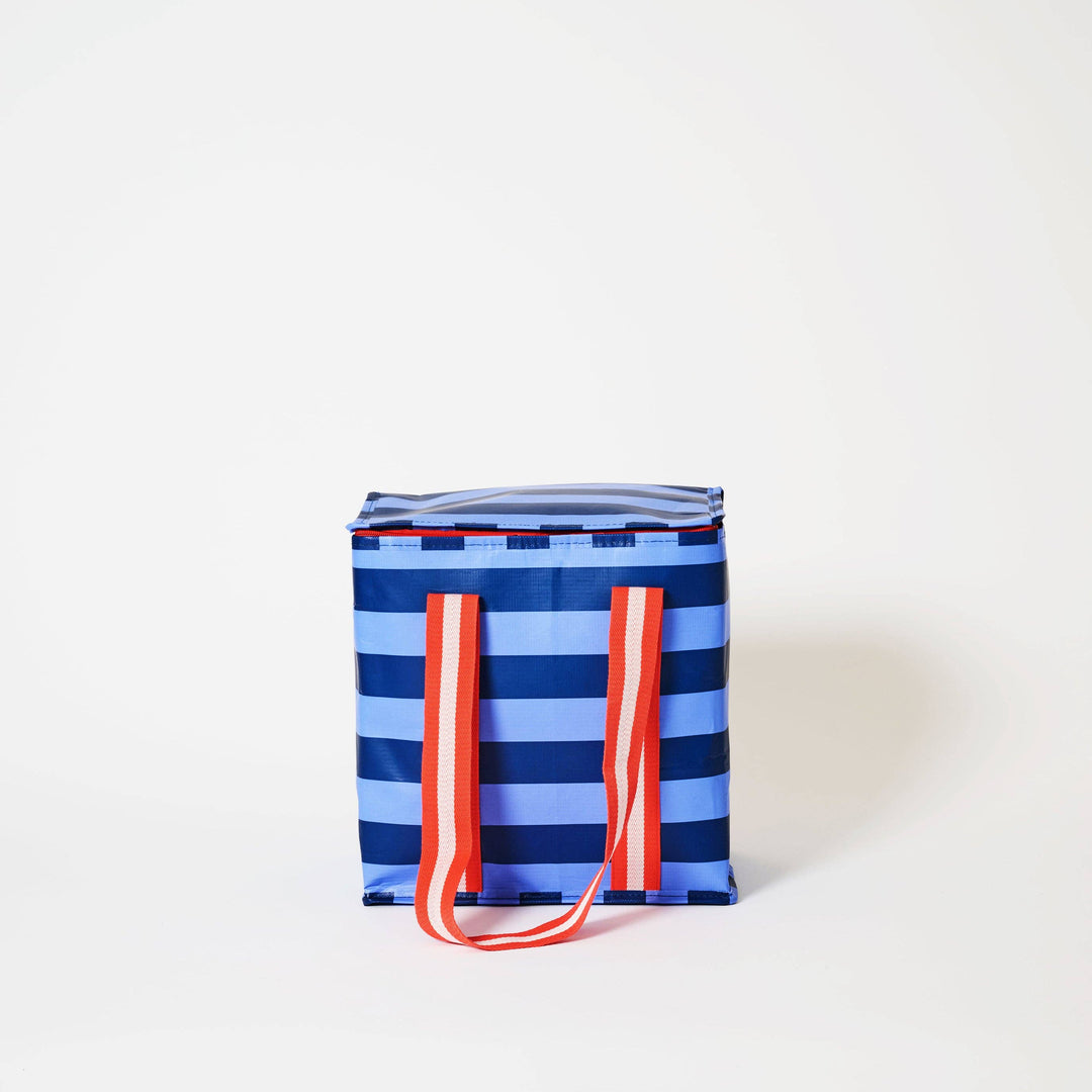Medium Insulated Tote: Blue Stripe