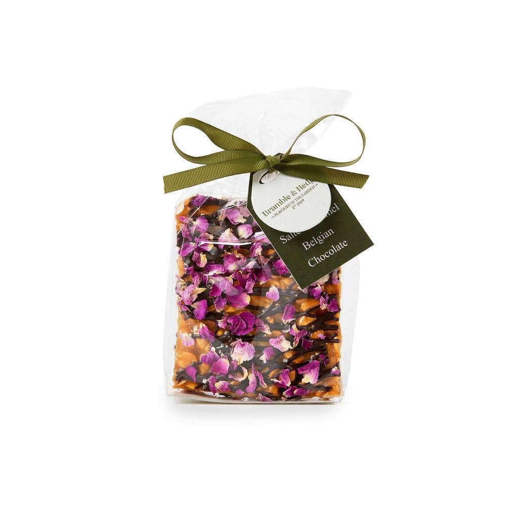 Salted Caramel, Rose Petal &amp; Dark Belgian Chocolate Peanut Brittle 200g