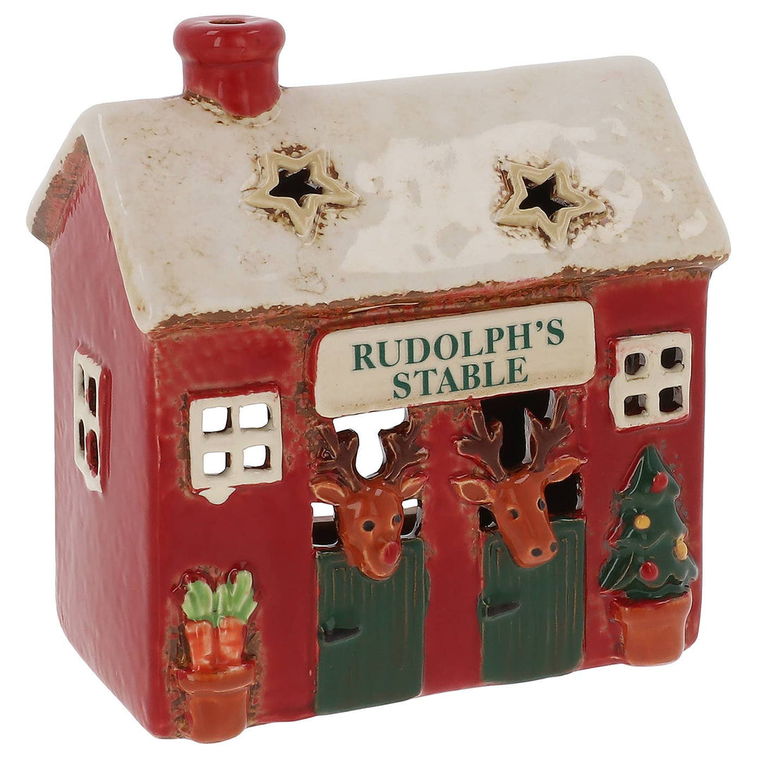 Village Pottery Christmas Rudolphs Stable Tealight Holder
