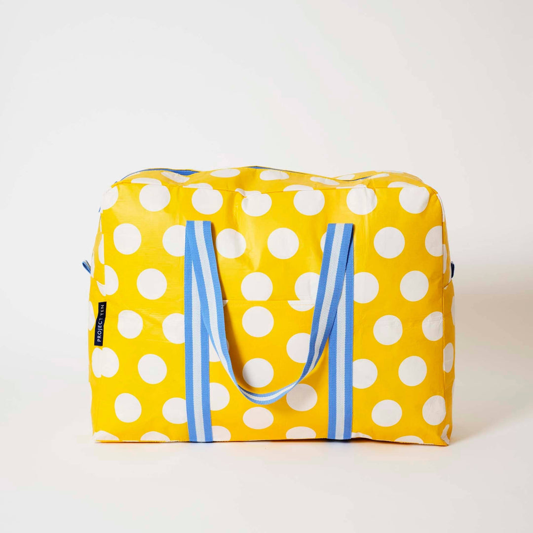 Overnight Bag: Yellow Polka Dot