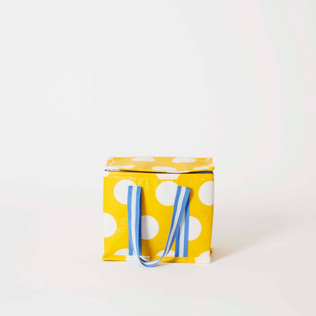 Mini Insulated Tote: Yellow Polka Dot