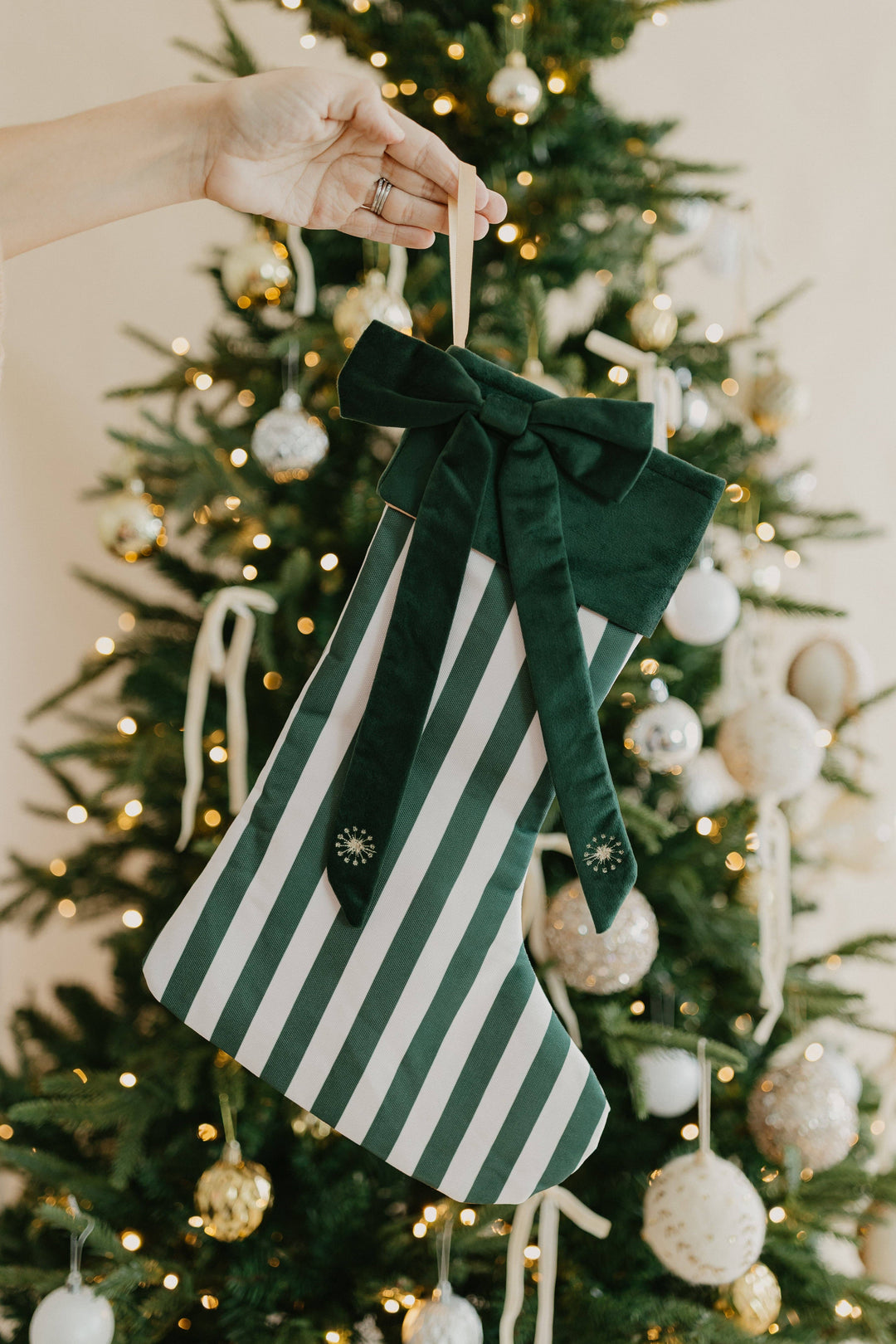 Heirloom Christmas Stocking - Green Stripe
