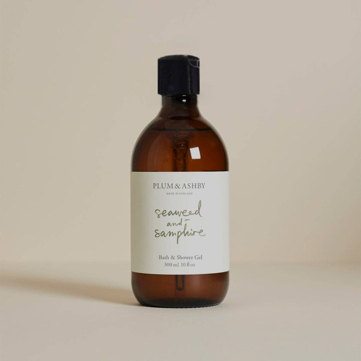 An amber glass bottle of Plum &amp; Ashby &