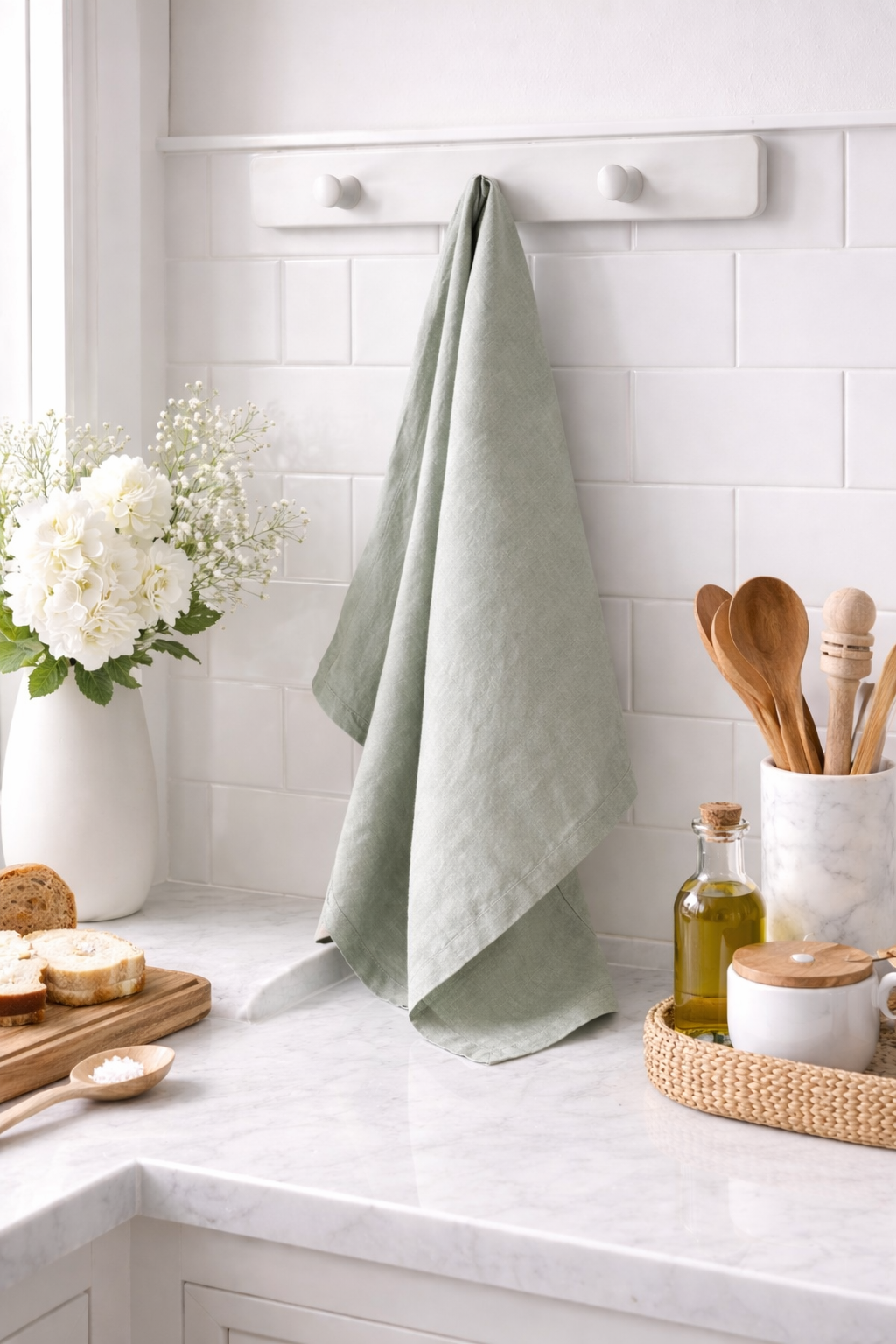 Mama &amp; Tochter French Linen Tea Towel: Sage