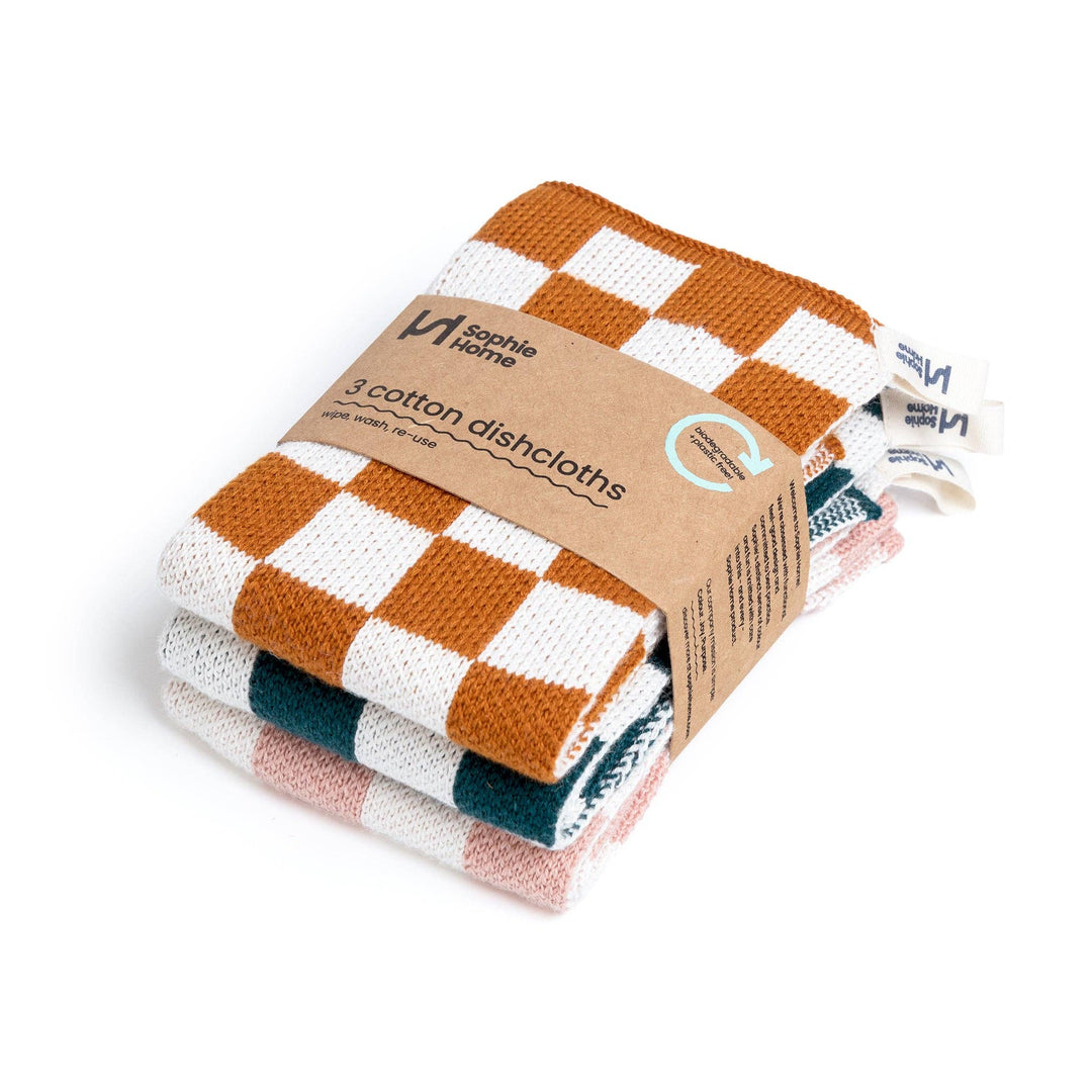 Reusable &amp; Eco-Friendly Cotton Dishcloths: Check Mustard