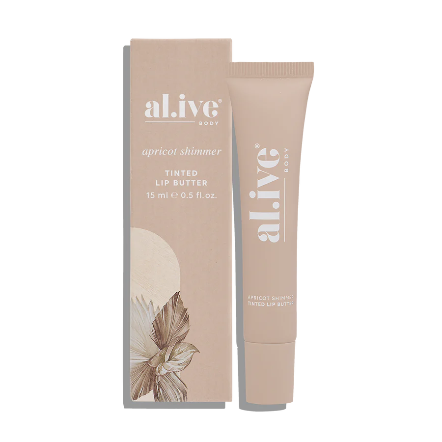 Tinted lip butter with packaging on a white background