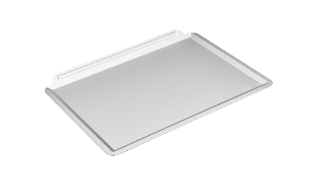 Metal baking tray on a white background