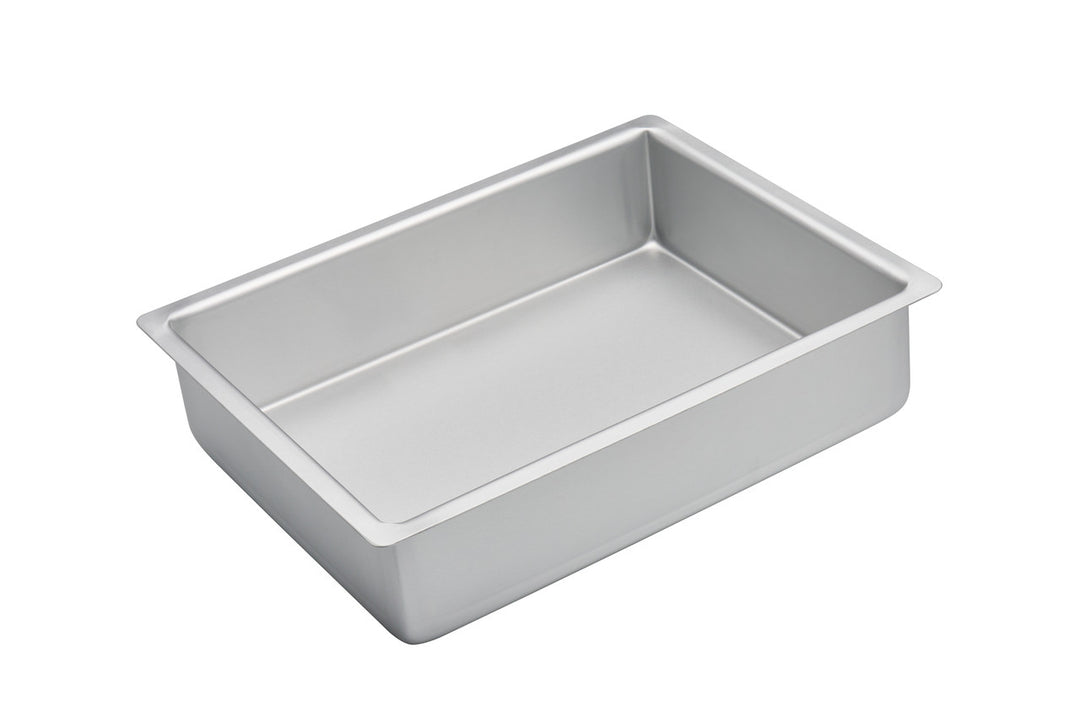 Metal baking pan on a white background