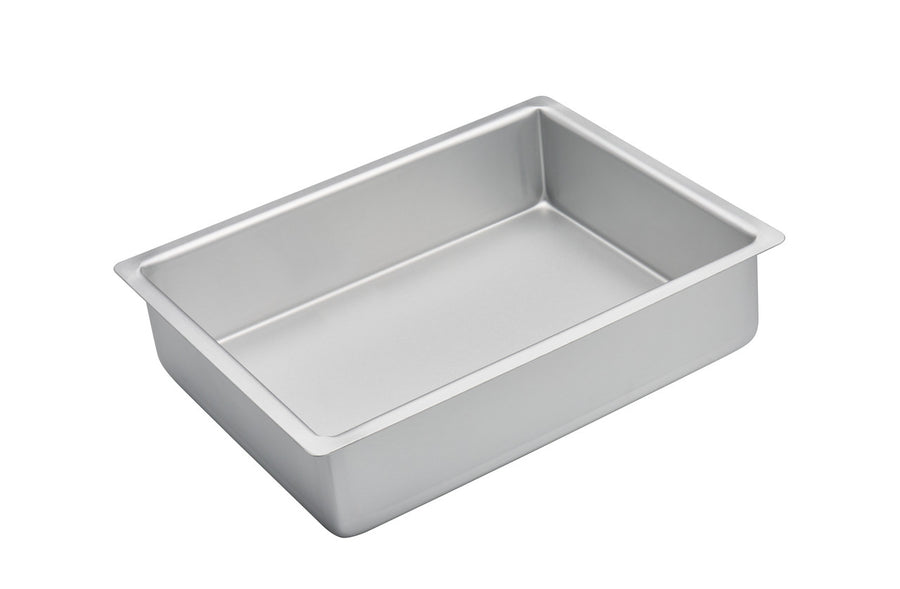 Metal baking pan on a white background