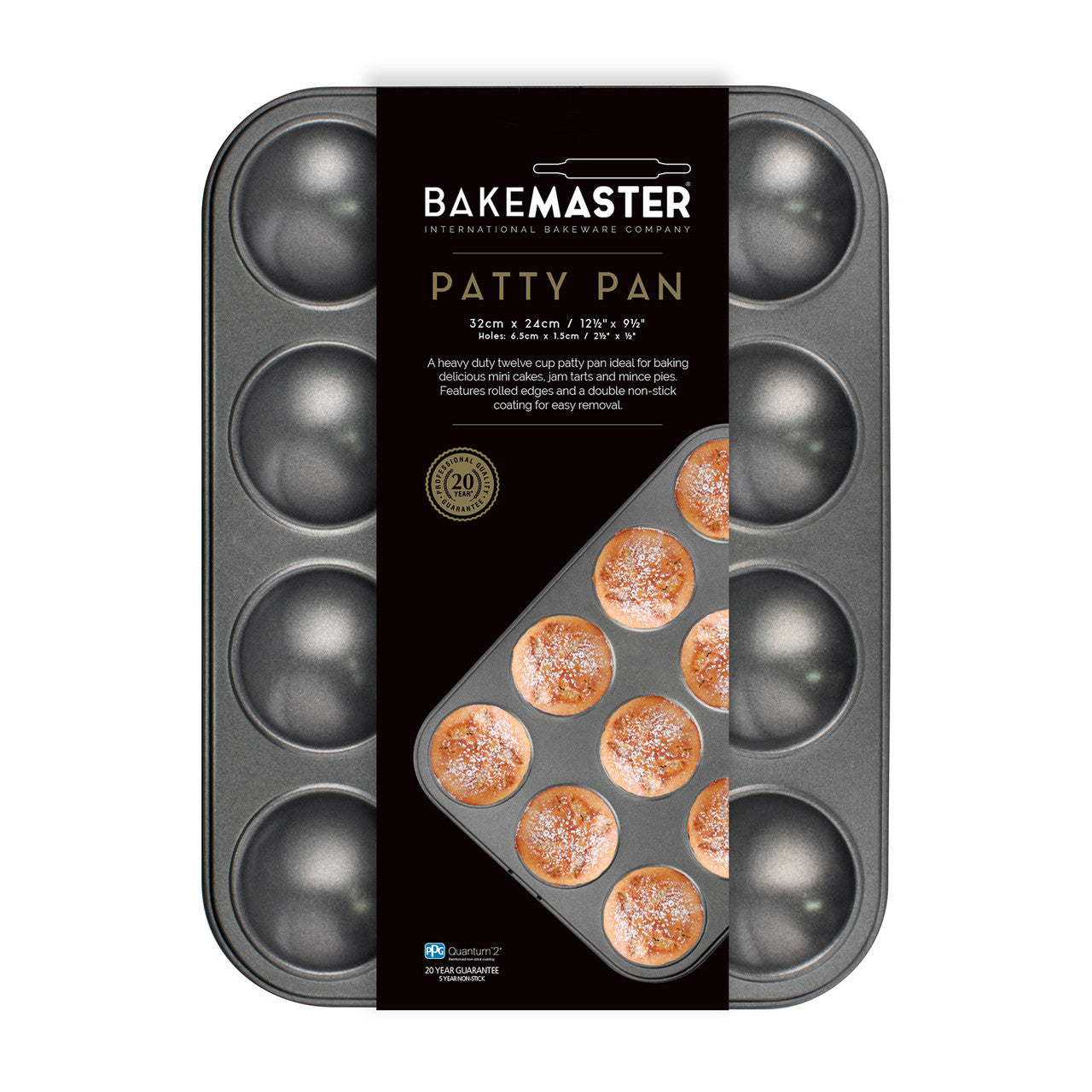 Bakemaster Patty Pan with packaging on a white background