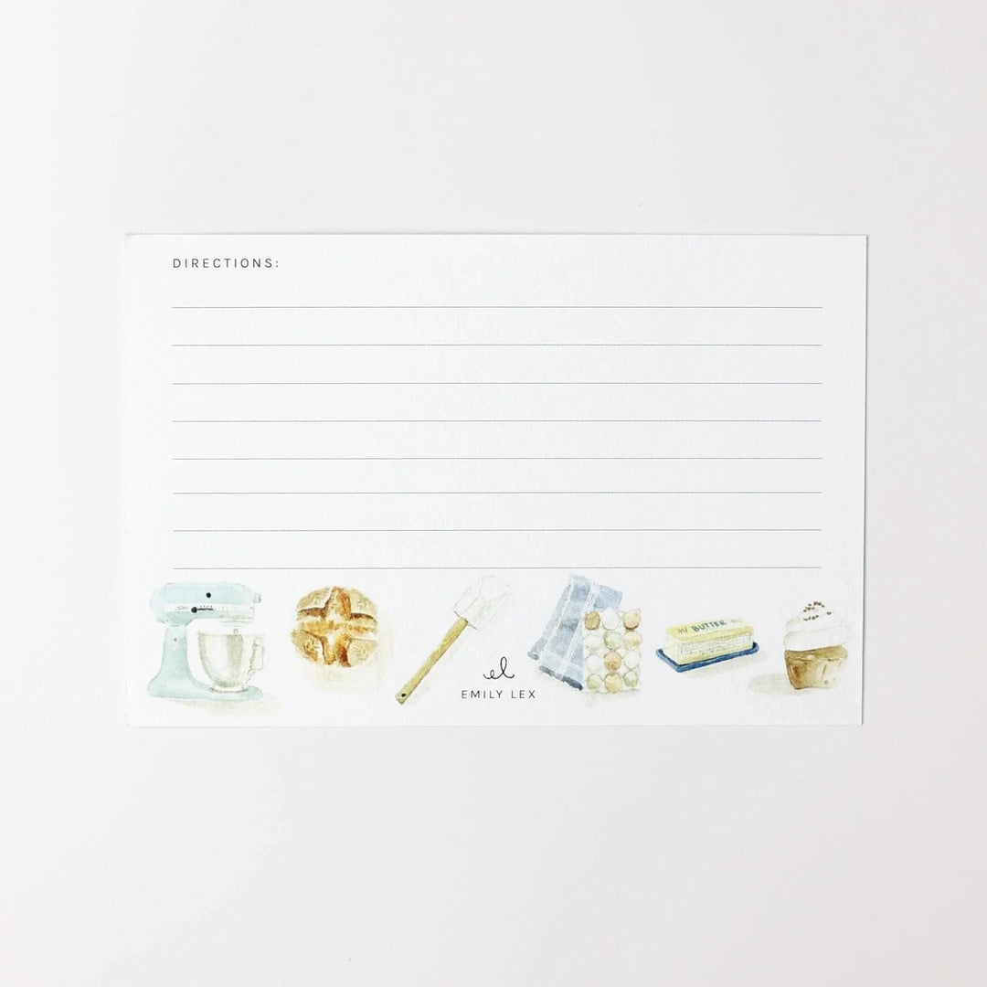 Notebook page with baking-themed icons and &