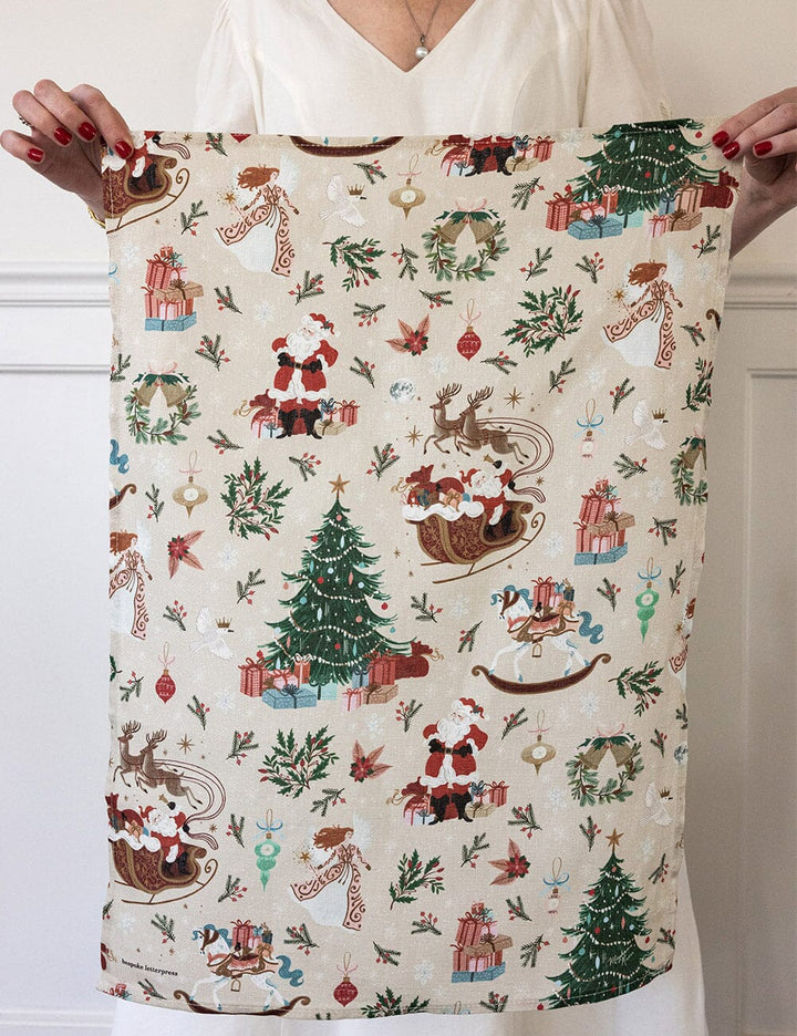 Bespoke An Enchanted Christmas Linen Tea Towel