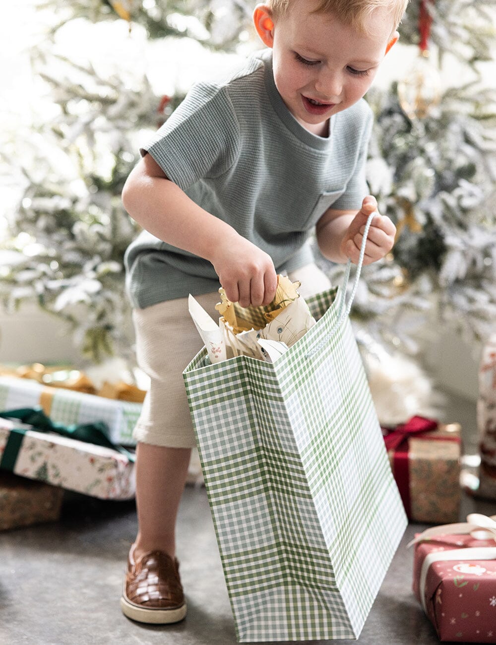 Bespoke Large Gift Bag: Nordic Blue Check