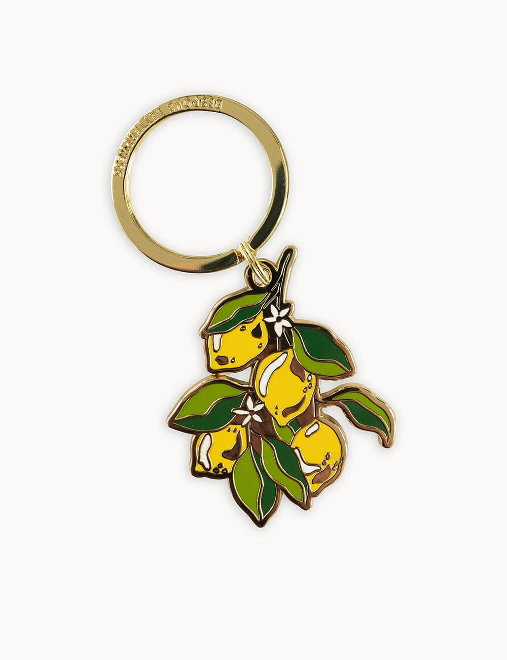Keychain with lemon design on a white background