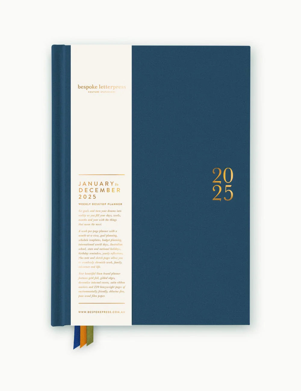 Bespoke Desktop Linen Bound Planner 2025: Liberty Blue