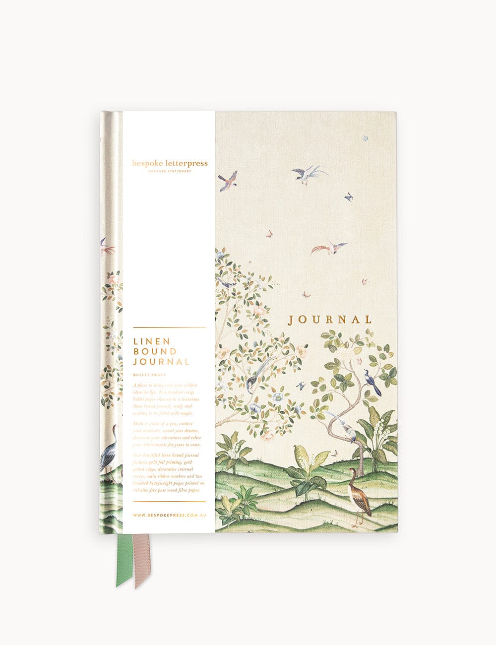 Journal with nature-themed design on a white background