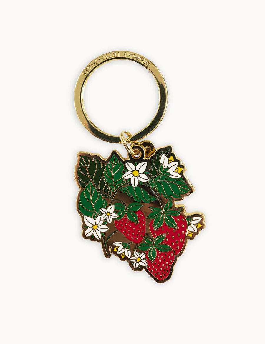 Keychain with strawberry design on a white background