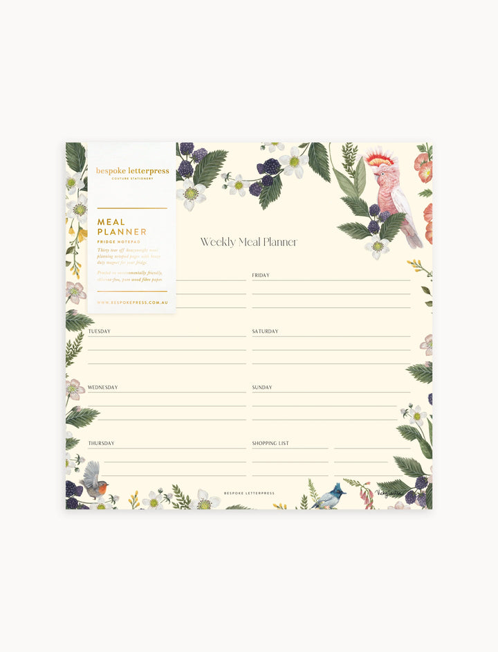 Bespoke Cockatoo Meal Planner Notepad