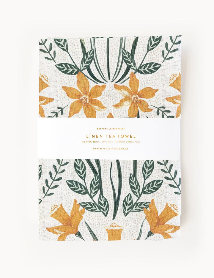 Bespoke Daffodil Linen Tea Towel