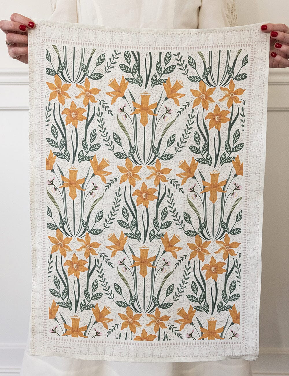 Bespoke Daffodil Linen Tea Towel