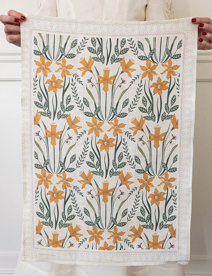 Bespoke Daffodil Linen Tea Towel