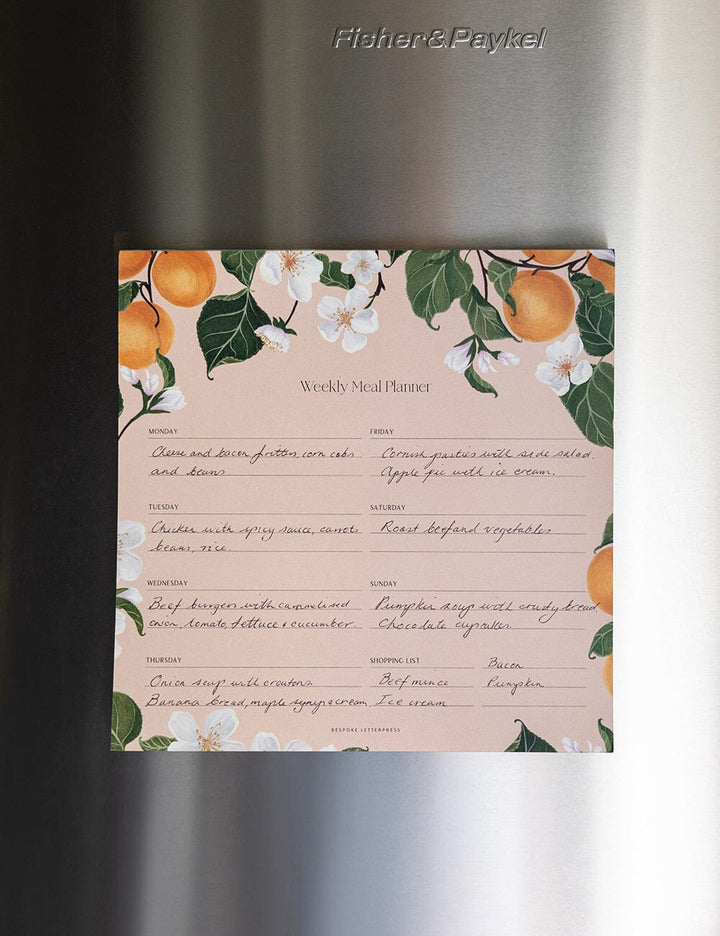 Bespoke Peaches Meal Planner Notepad