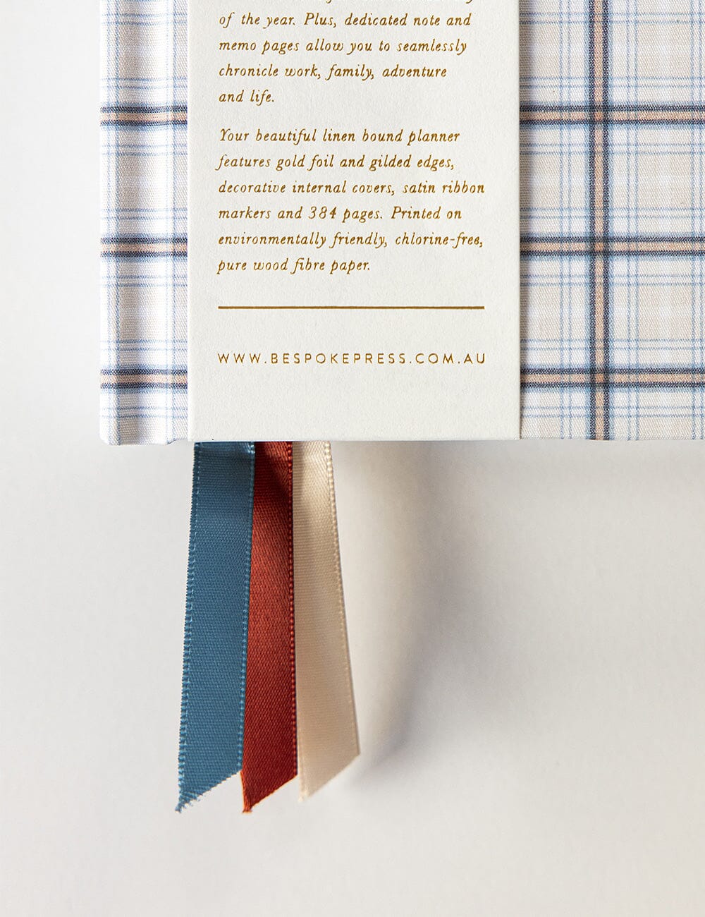 Bespoke Day to a Page Linen Bound Planner 2025: Blue Check