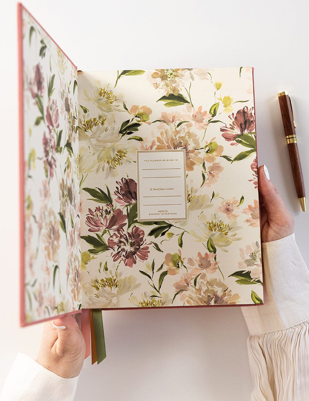 Bespoke Vertical Linen Bound Planner 2025: Tea Rose