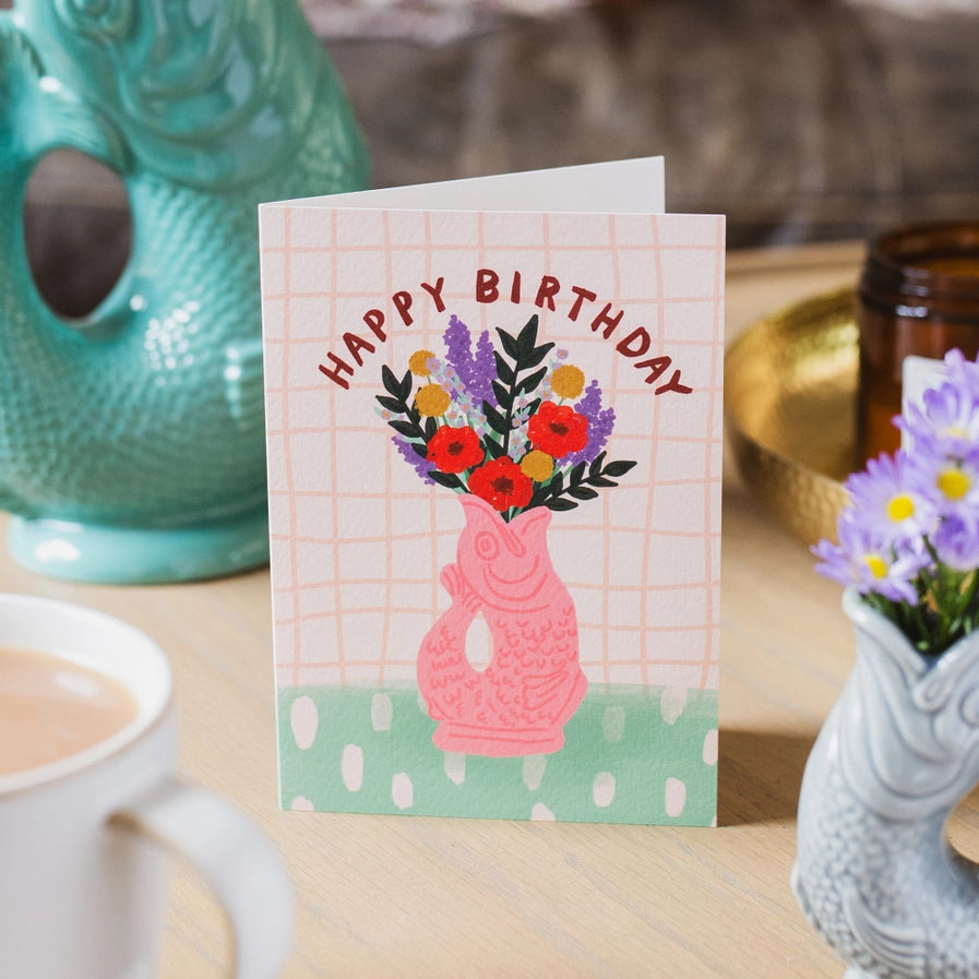 Greeting Card: Birthday Pink Gluggle Jug