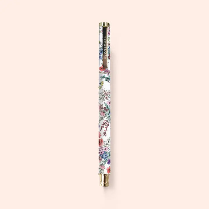 Blooms in White Rollerball Pen