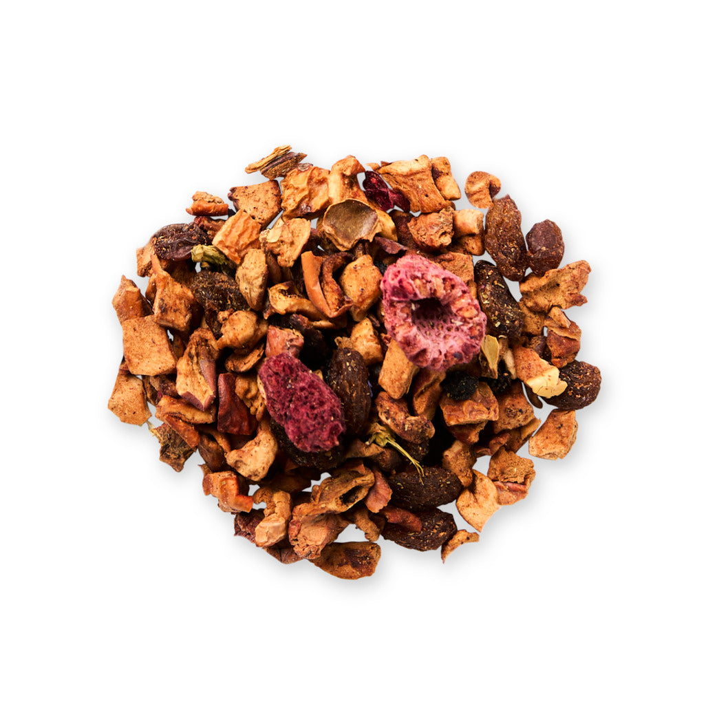 Heap of dried fruits on a white background