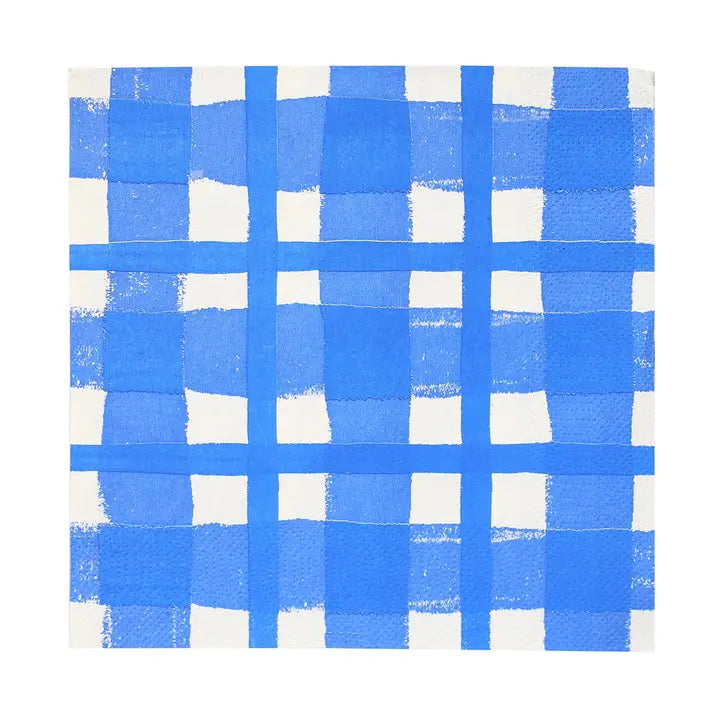 Blue and white checkered pattern on a white background