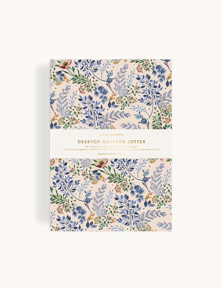 Floral patterned notebook with 'Desktop Notepad & Jotter' text on a white background