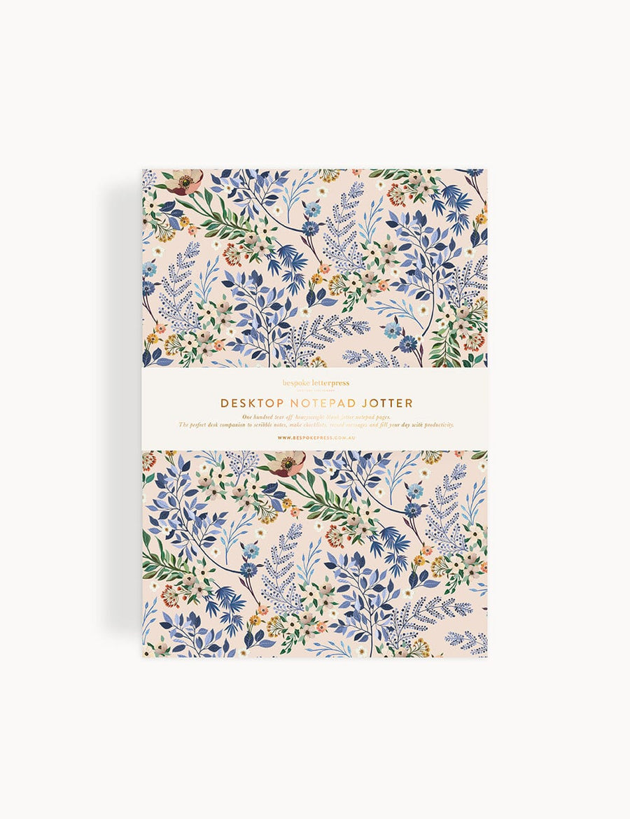 Floral patterned notebook with 'Desktop Notepad & Jotter' text on a white background