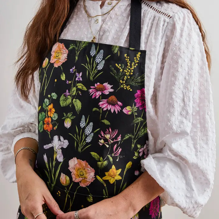 Bountiful Blooms Black Apron