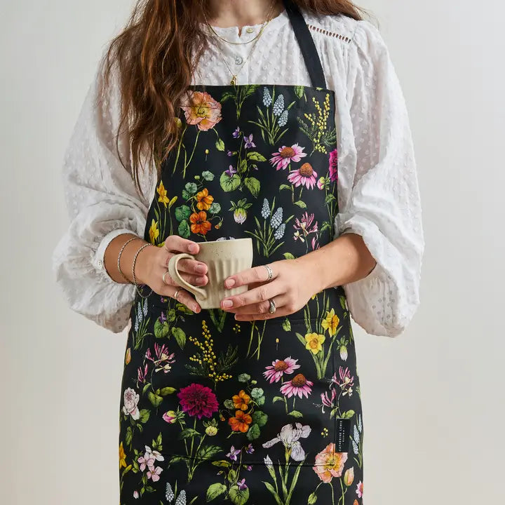 Bountiful Blooms Black Apron